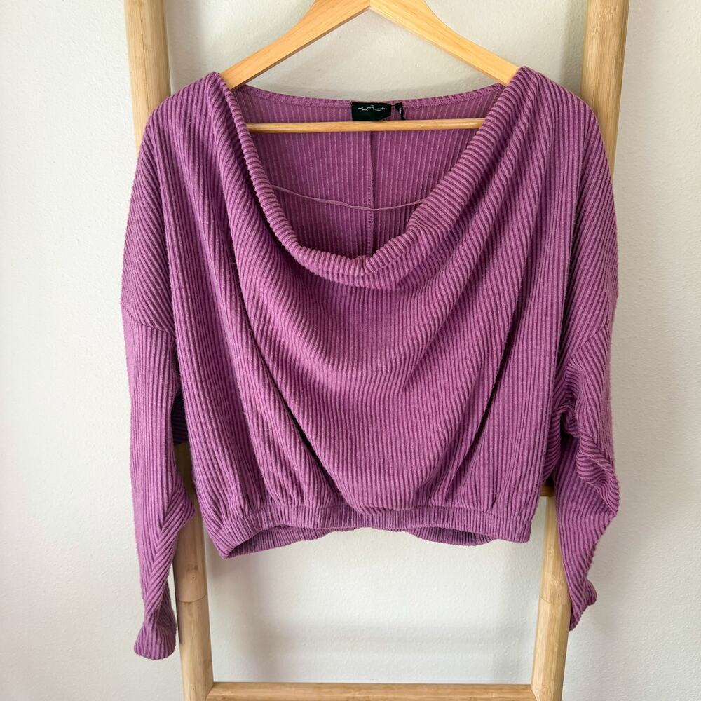 Out From Under Urban Outfitters Purple Ribbed Velvet Sweater Scoop Neck Top M